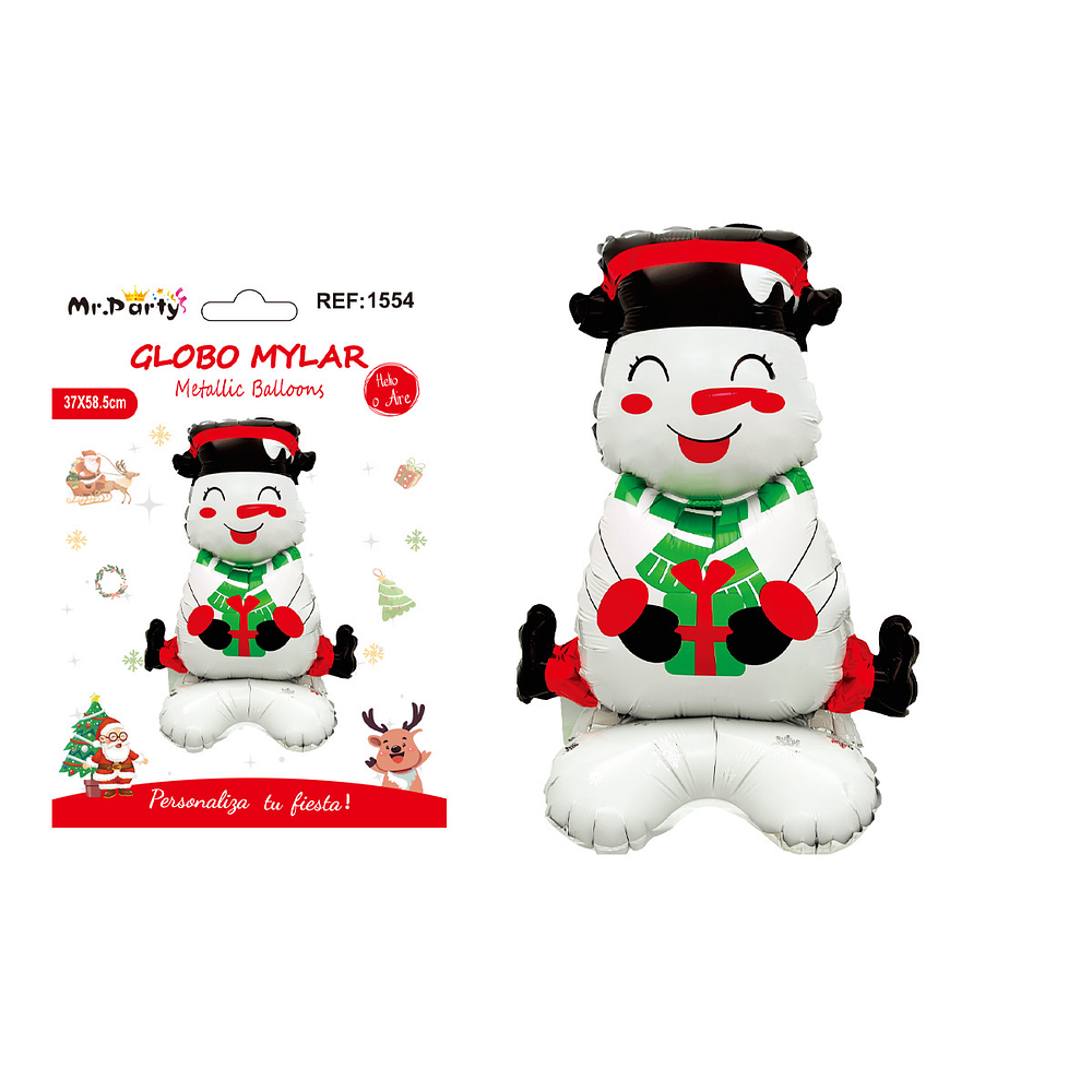 Globo metálico muñeco de nieve 58.5x37cm