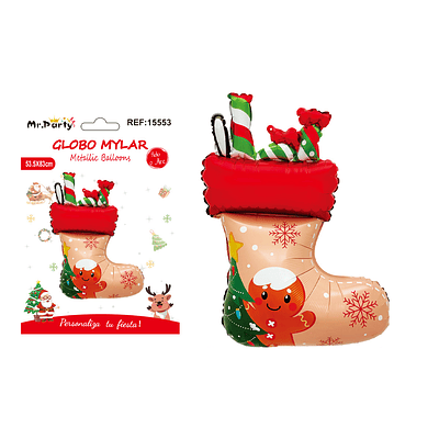 Globo metálico calcetín navideño 83x53.5cm