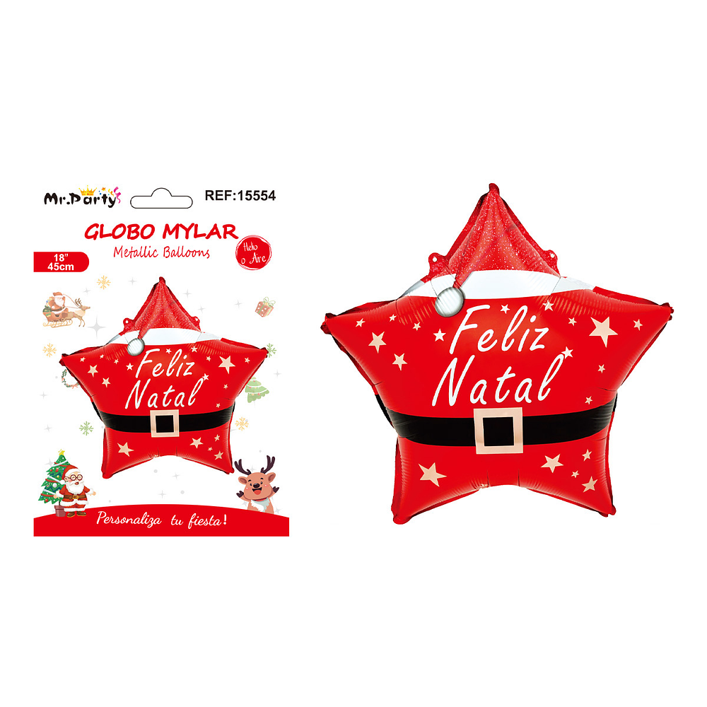 Globo metálico estrella de Navidad 45cm