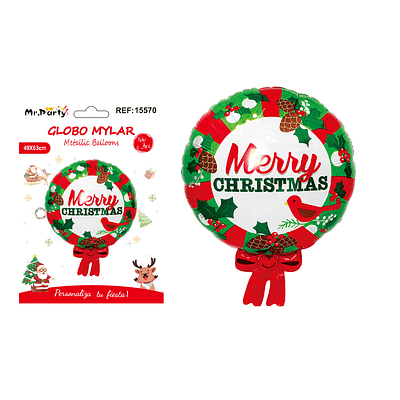 Globo metálico corona navideña 63x49cm