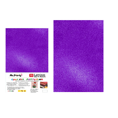 Goma Eva con glitter morado oscuro 40*60cm 10pcs