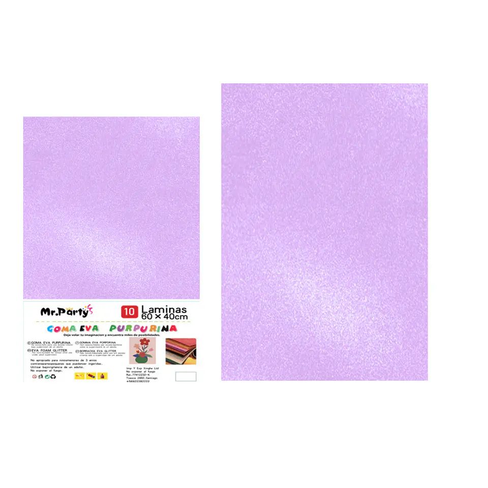 Goma Eva con glitter lila 40*60cm 10pcs 1