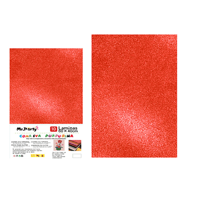 Goma Eva con glitter rojo 40*60cm 10pcs