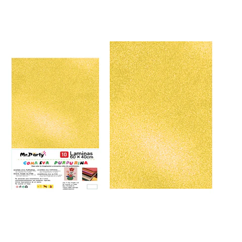 Goma Eva con glitter amarilla 40*60cm 10pcs