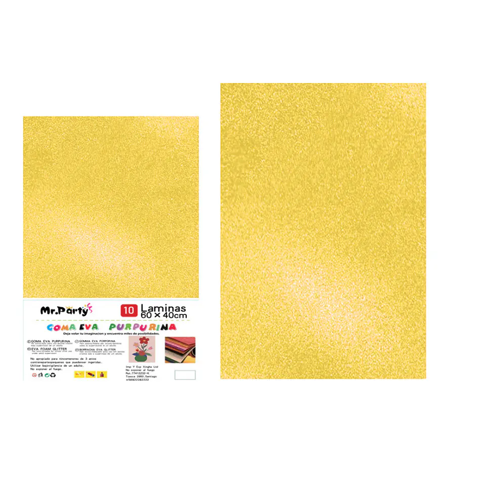 Goma Eva con glitter amarilla 40*60cm 10pcs 1