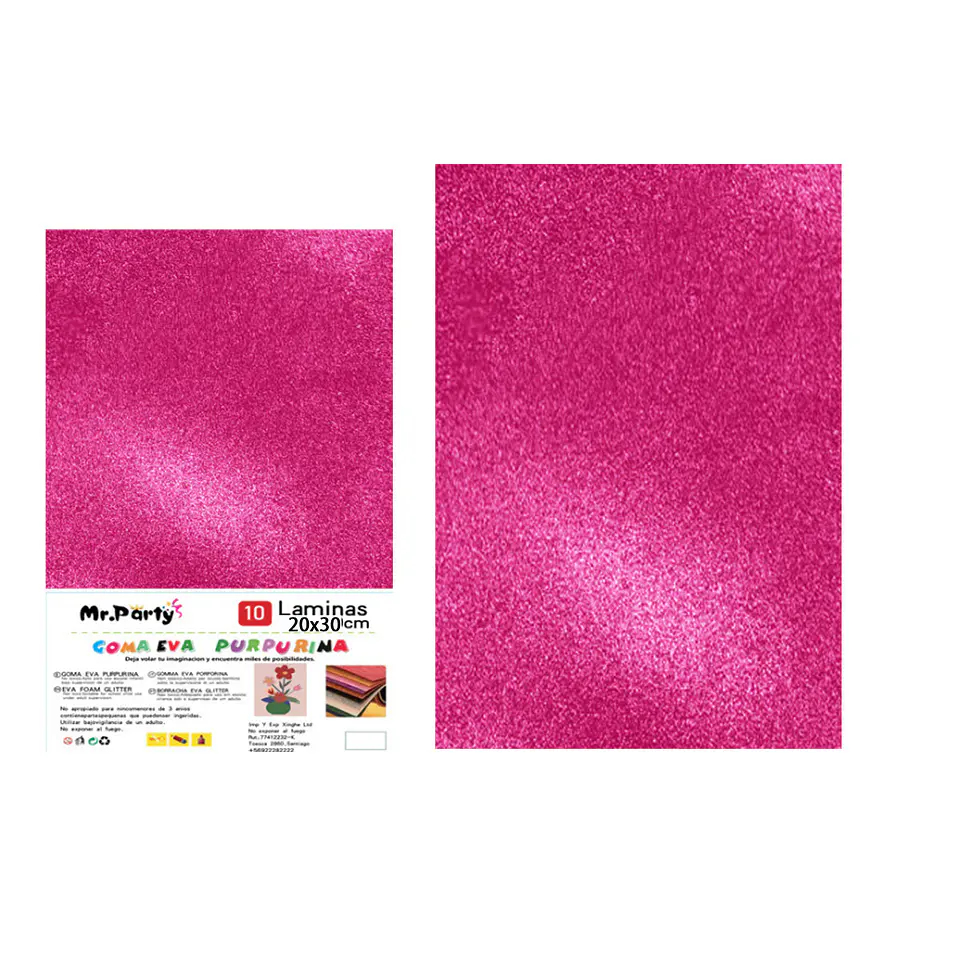 Goma Eva con glitter fucsia 20*30cm 6pcs 1