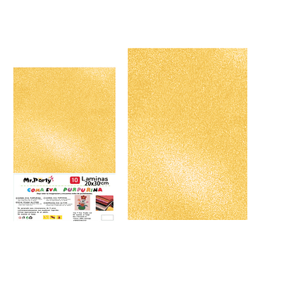 Goma Eva con glitter dorado claro 20*30cm 6pcs