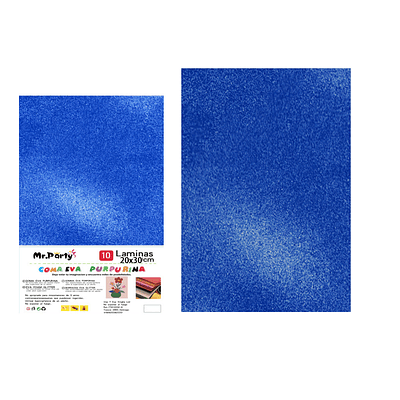 Goma Eva con glitter azul oscuro 20*30cm 6pcs