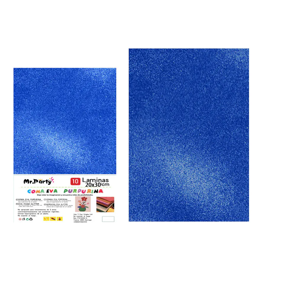 Goma Eva con glitter azul oscuro 20*30cm 6pcs 1