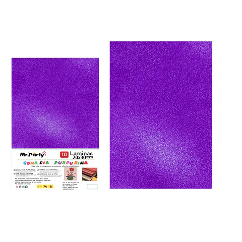 Goma Eva con glitter morado oscuro 20*30cm 6pcs