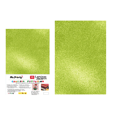 Goma Eva con glitter verde hierba 20*30cm 6pcs