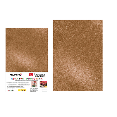 Goma Eva con glitter marrón 20*30cm 6pcs