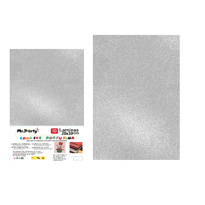 Goma Eva con glitter plateada 20*30cm 6pcs
