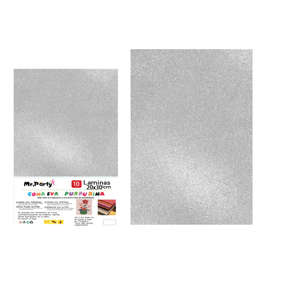 Goma Eva con glitter plateada 20*30cm 6pcs 1