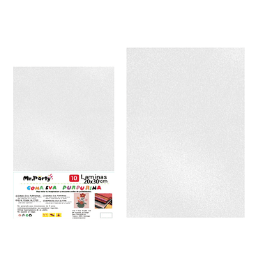 Goma Eva con glitter blanca 20*30cm 6pcs
