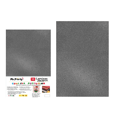 Goma Eva con glitter gris oscuro 20*30cm 6pcs