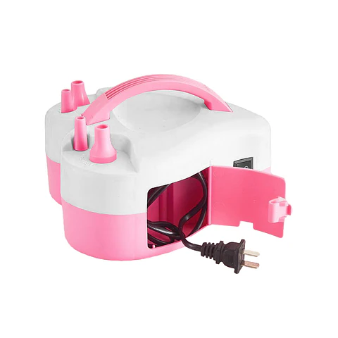 Inflador eléctrico de globos forma de corazón blanco y rosa