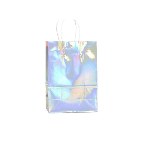 Bolsa kraft holográfica plateada 21*15*8cm 12pcs