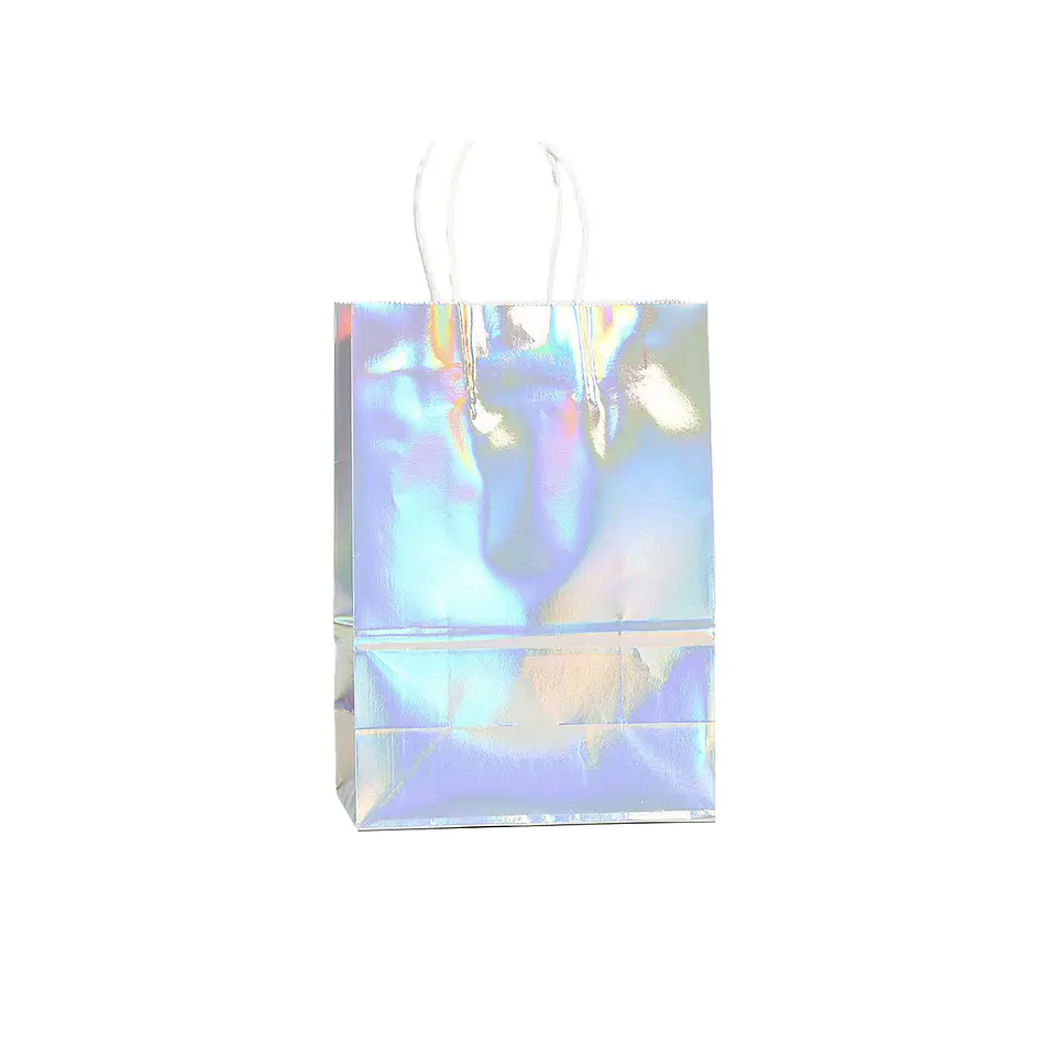Bolsa kraft holográfica plateada 21*15*8cm 12pcs 1