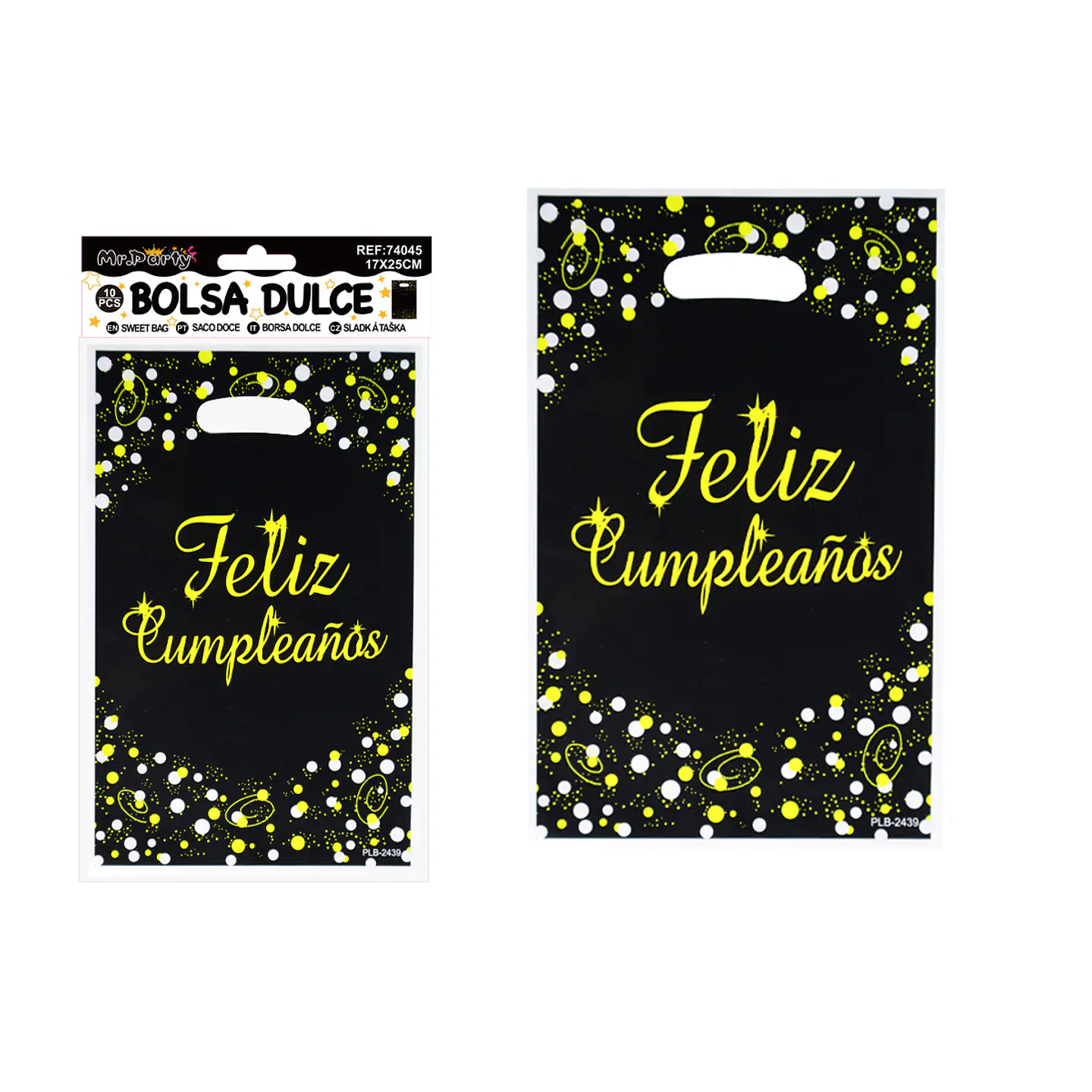 Bolsas perladas para dulces feliz cumpleaños negro 10pcs 17*25cm 1
