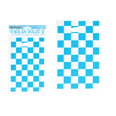 Bolsas perladas para dulces cuadros azul-blanco 10pcs 17*25cm