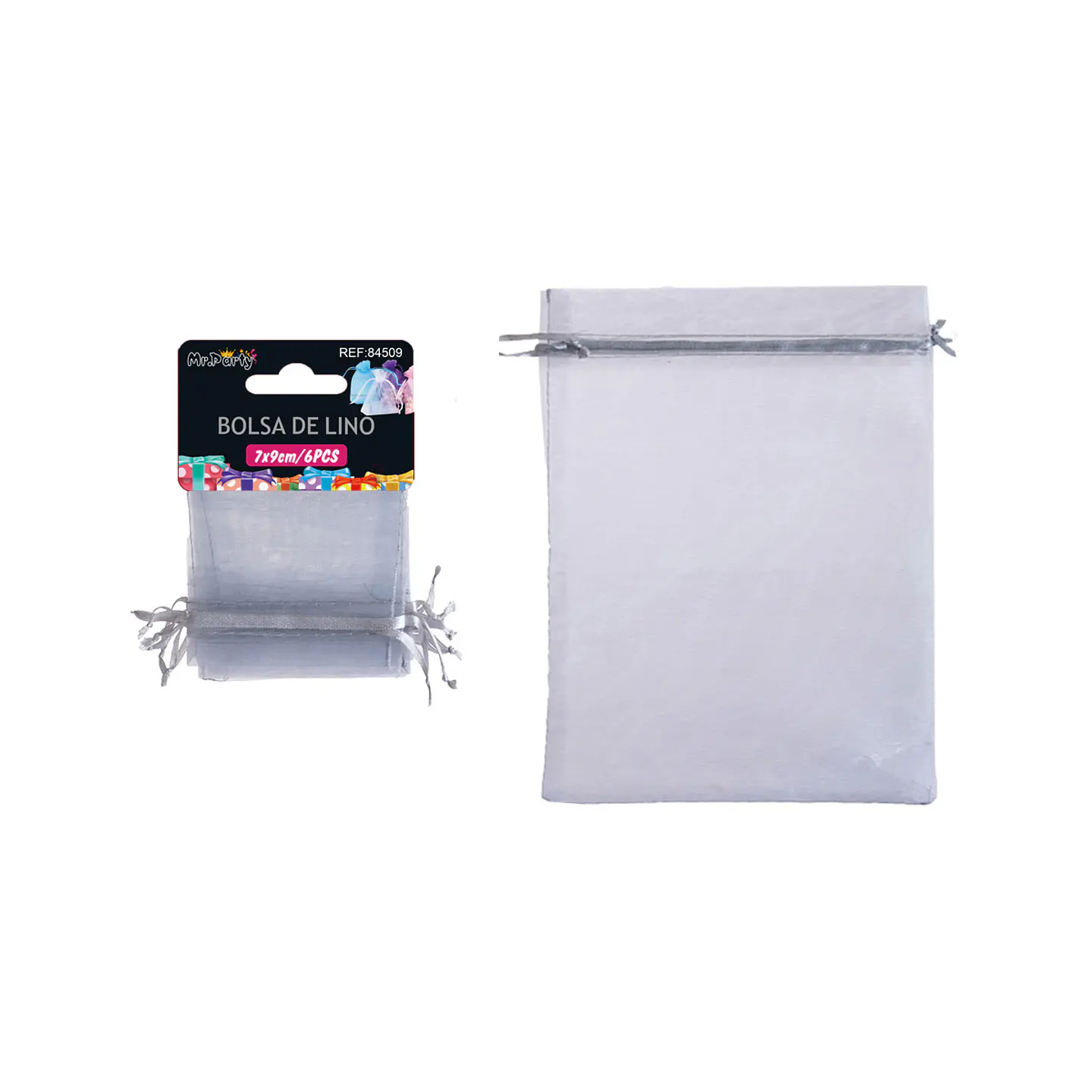 Bolsa de organza plateado 7*9cm 6pcs 1