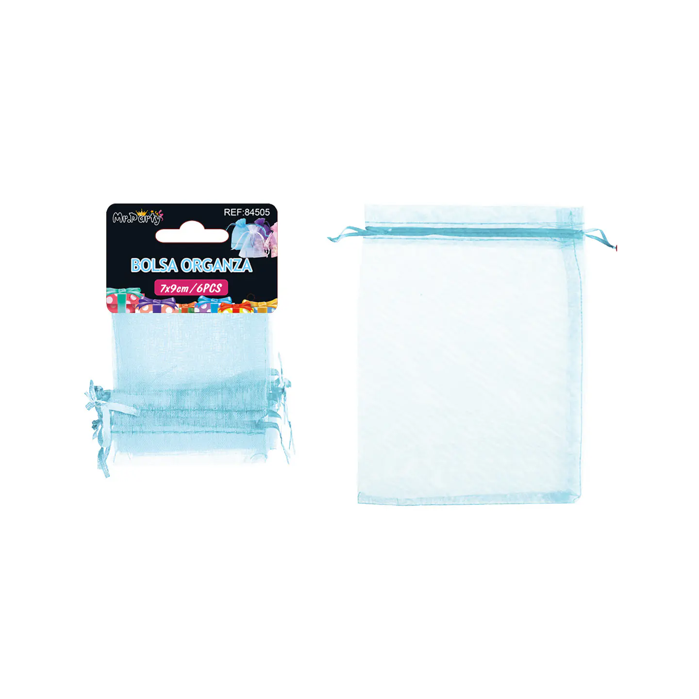 Bolsa de organza azul claro 7*9cm 6pcs 1