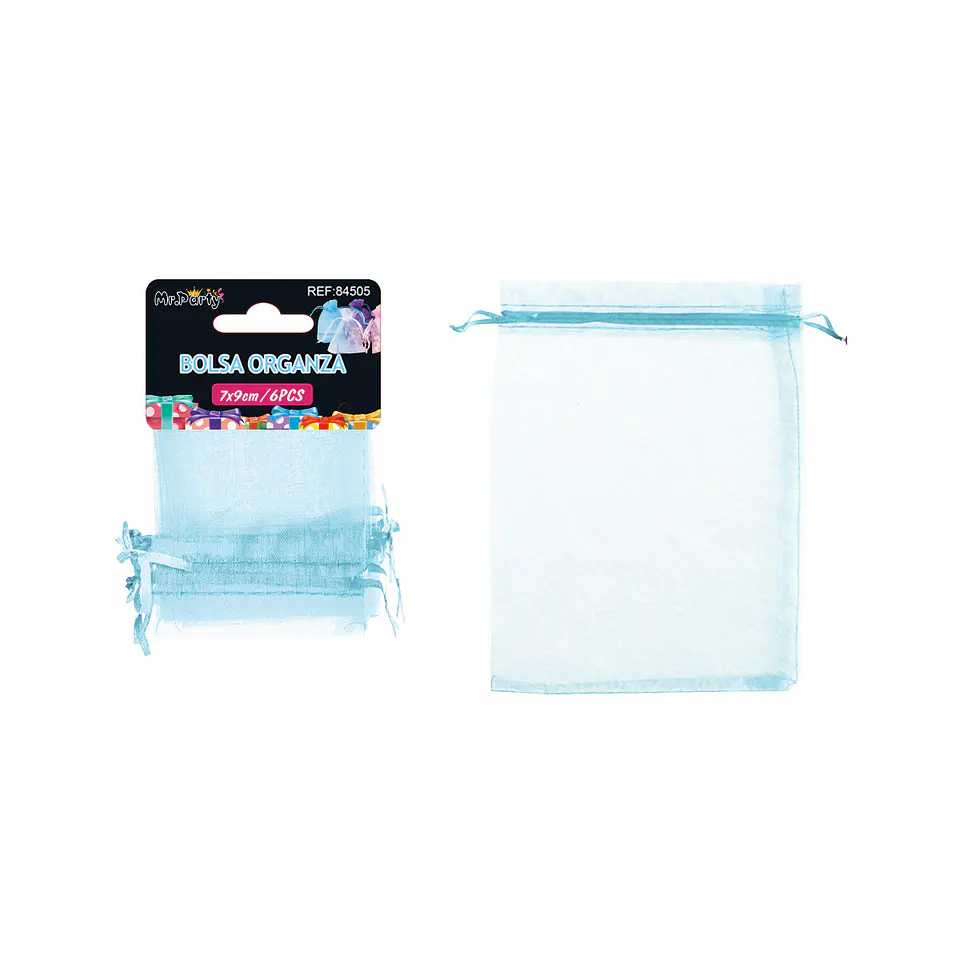 Bolsa de organza azul claro 7*9cm 6pcs 1