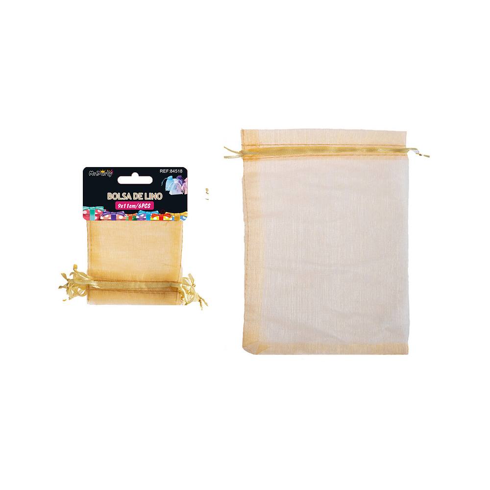 Bolsa de organza dorado 9*11cm 6pcs