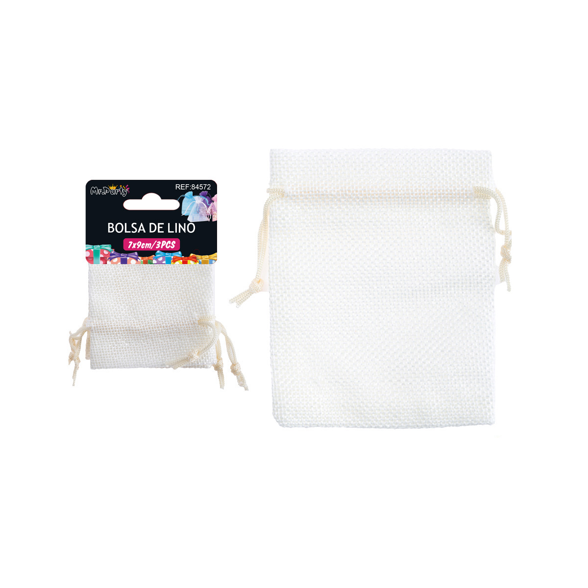 Bolsa de yute blanco 7*9cm 3pcs