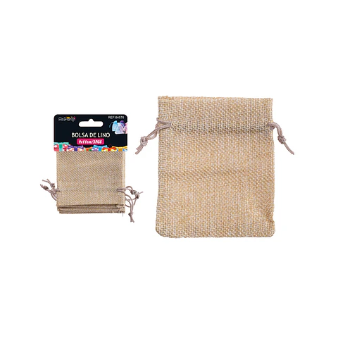 Bolsa de yute beige 9*11cm 3pcs