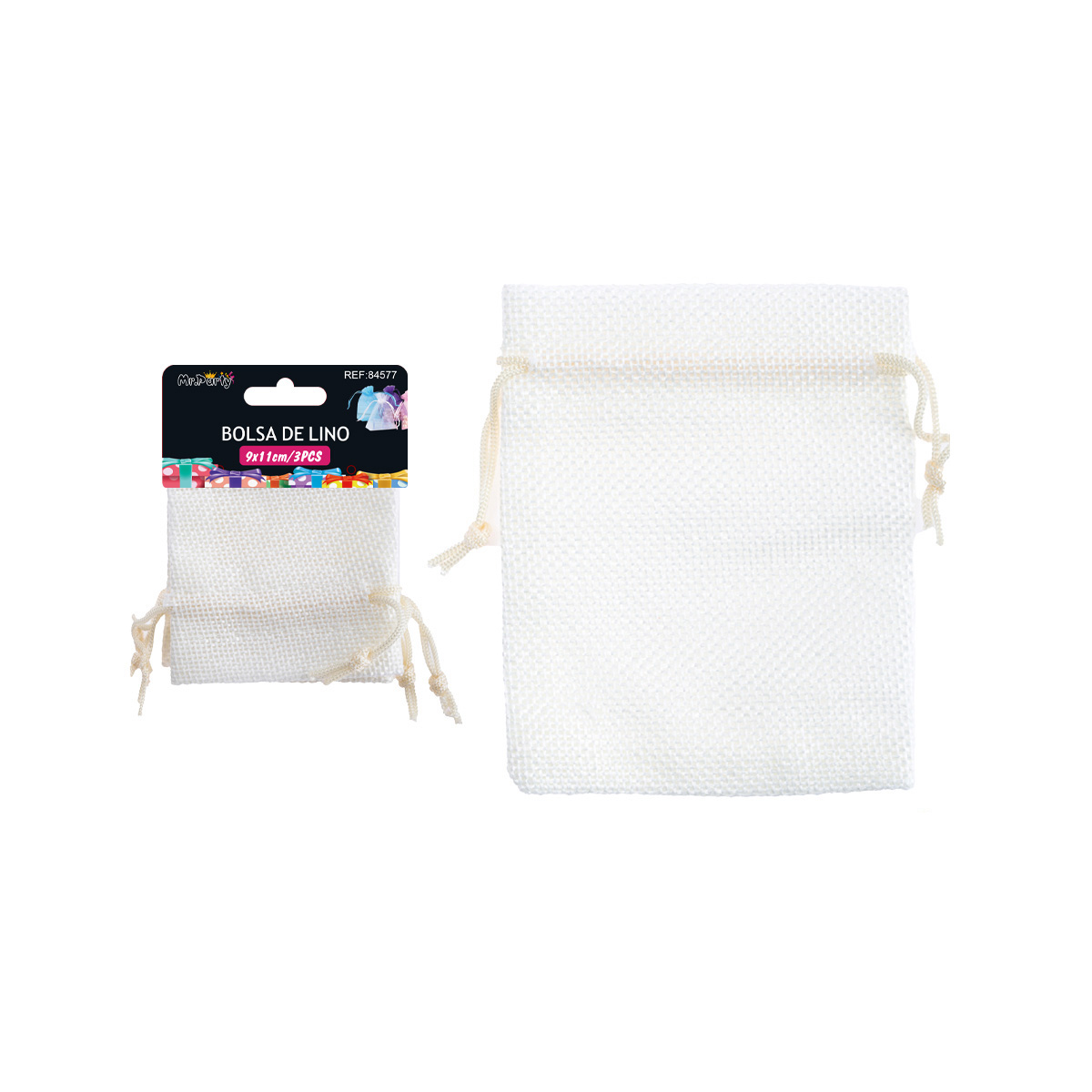 Bolsa de yute blanco 9*11cm 3pcs