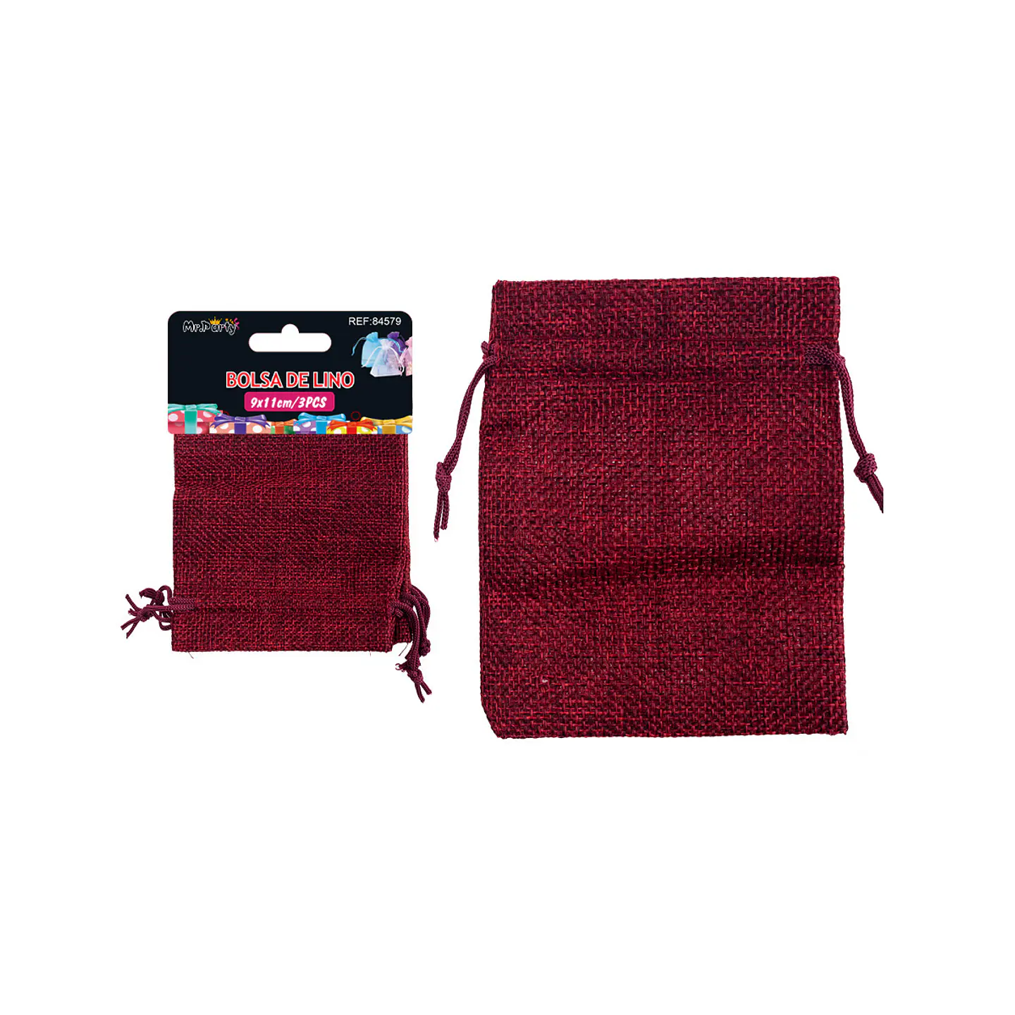 Bolsa de yute rojo 9*11cm 3pcs 1