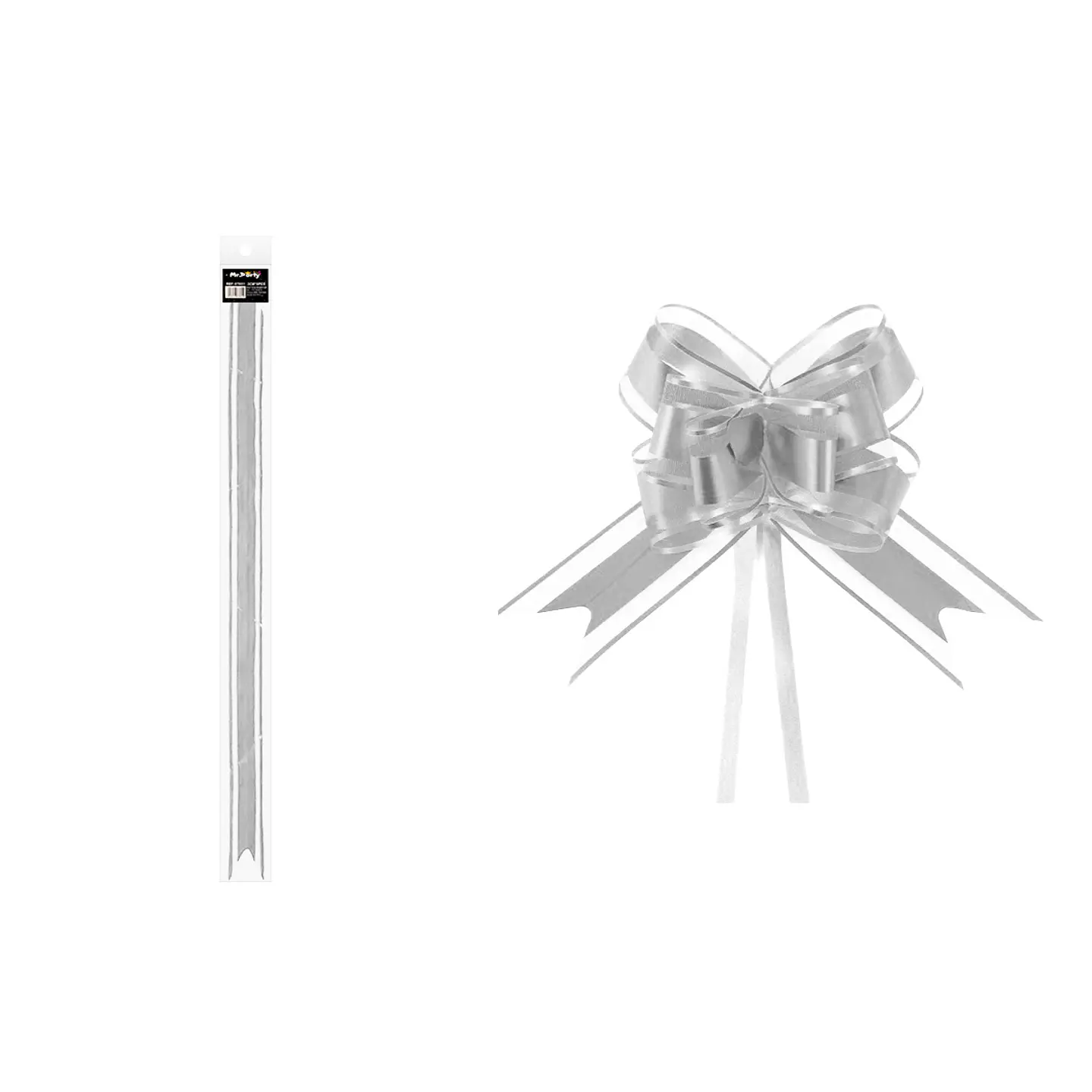 Lazo de organza mate plateado 3cm 8pcs 1