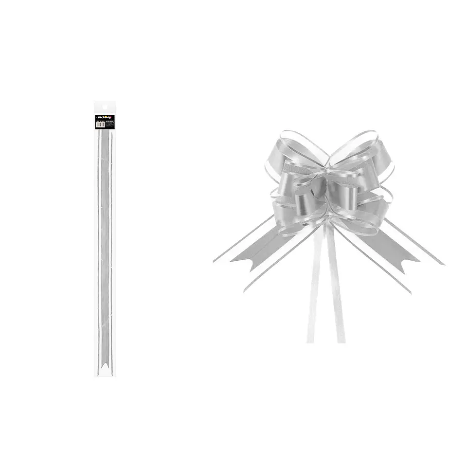 Lazo de organza mate plateado 3cm 8pcs 1