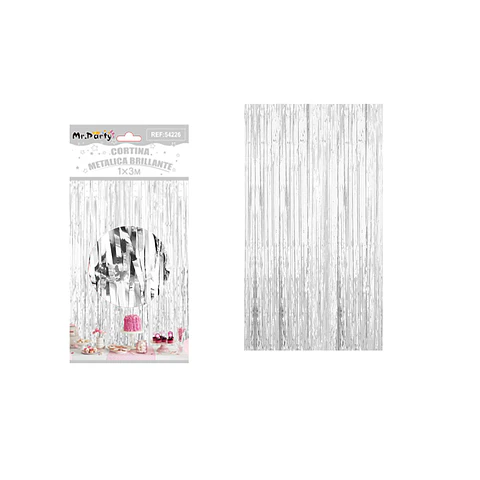 Cortina metalizada brillante plata 1m*3m 1pcs