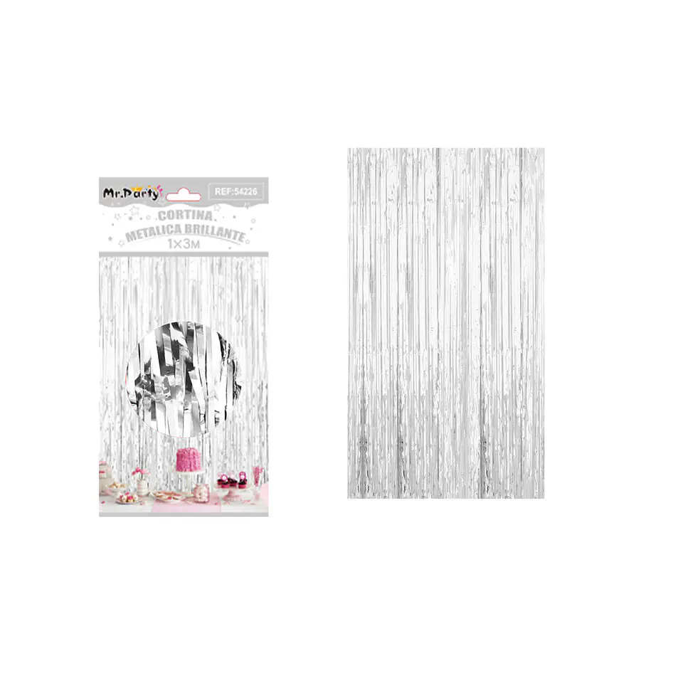 Cortina metalizada brillante plata 1m*3m 1pcs 1