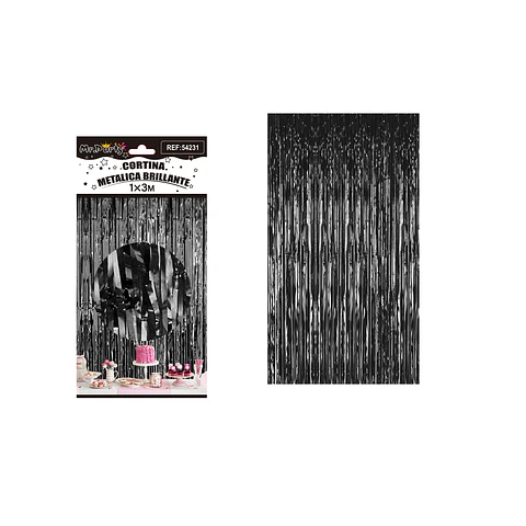 Cortina metalizada brillante negra 1m*3m 1pcs