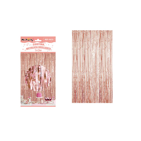 Cortina metalizada brillante rosa dorado 1m*3m 1pcs