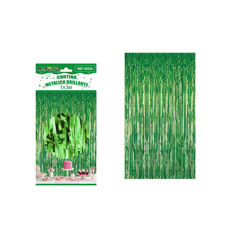 Cortina metalizada brillante verde 1m*3m 1pcs 1
