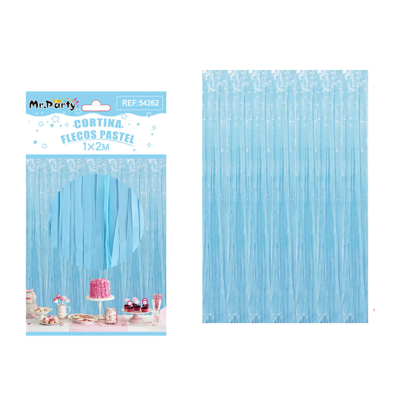 Cortina macaron azul 1m*2m 1pcs 1
