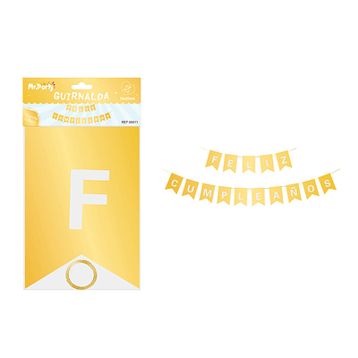 Guirnalda feliz cumpleaños dorada 16*20cm 15pcs