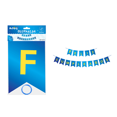 Guirnalda feliz cumpleaños azul 16*20cm 15pcs