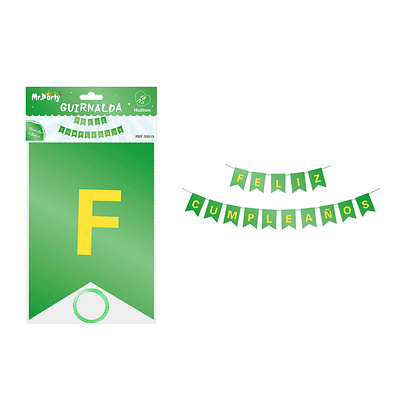 Guirnalda feliz cumpleaños verde 16*20cm 15pcs