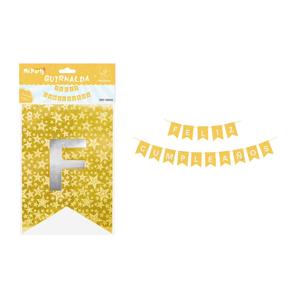 Guirnalda con estrellas holográfica dorada 16*20cm 15pcs