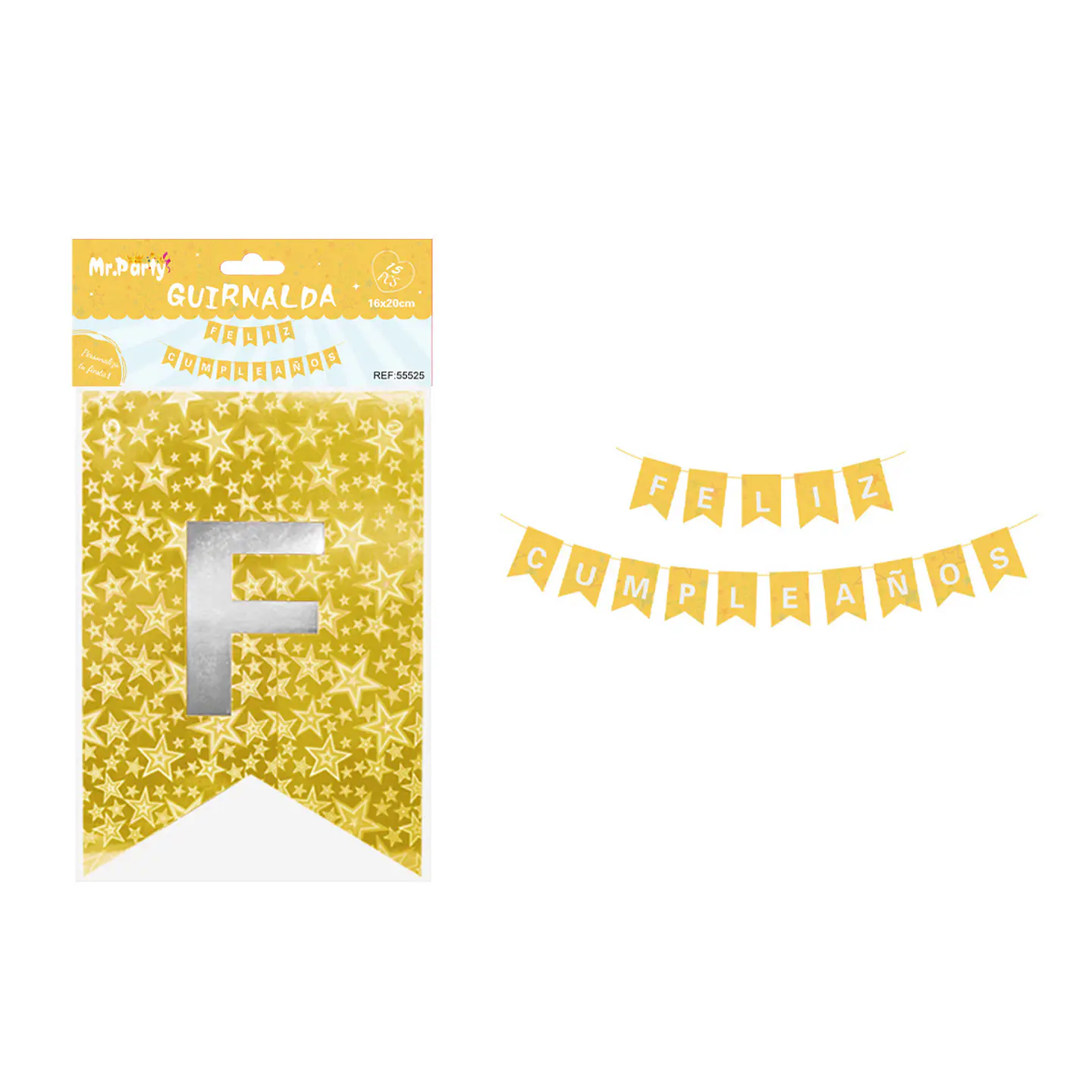 Guirnalda con estrellas holográfica dorada 16*20cm 15pcs 1
