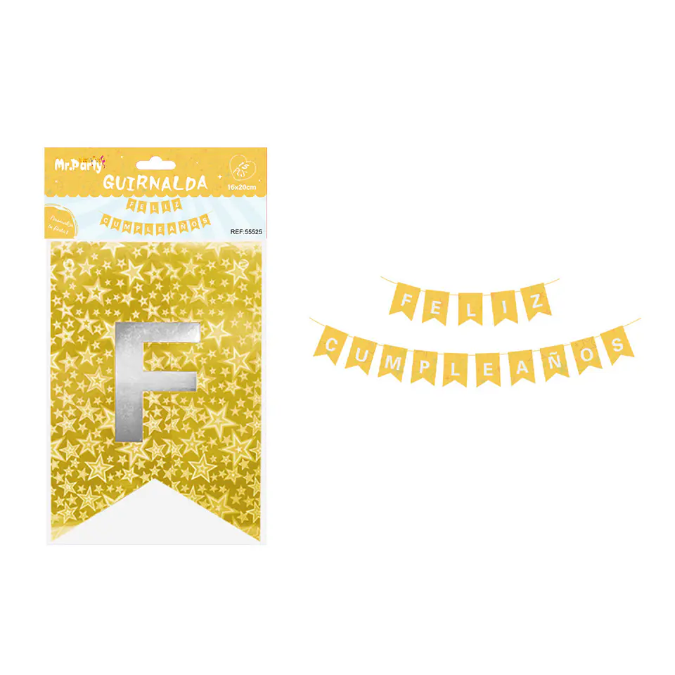 Guirnalda con estrellas holográfica dorada 16*20cm 15pcs 1