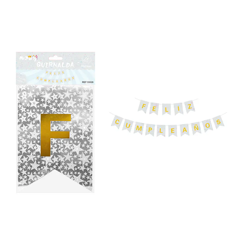 Guirnalda con estrellas holográfica plateada 16*20cm 15pcs 1