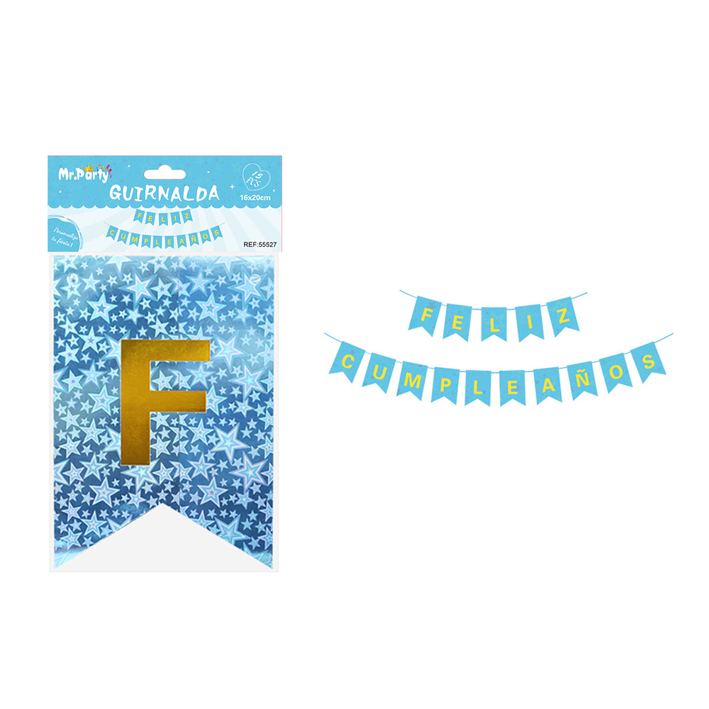 Guirnalda con estrellas holográfica azul 16*20cm 15pcs