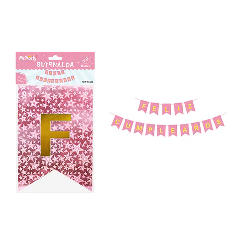 Guirnalda con estrellas holográfica rosa 16*20cm 15pcs